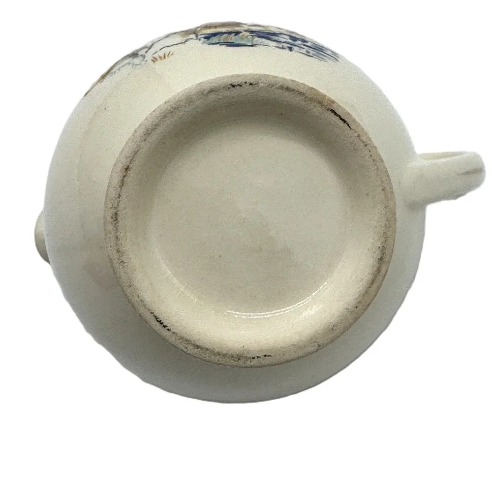 Vintage Windmill Scene Ceramic Creamer Pitcher Gold Rim Cream Small Dutch Style